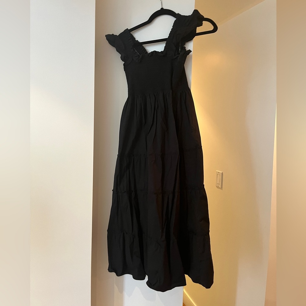 Hill House Black Ruffle-Strap Maxi Dress